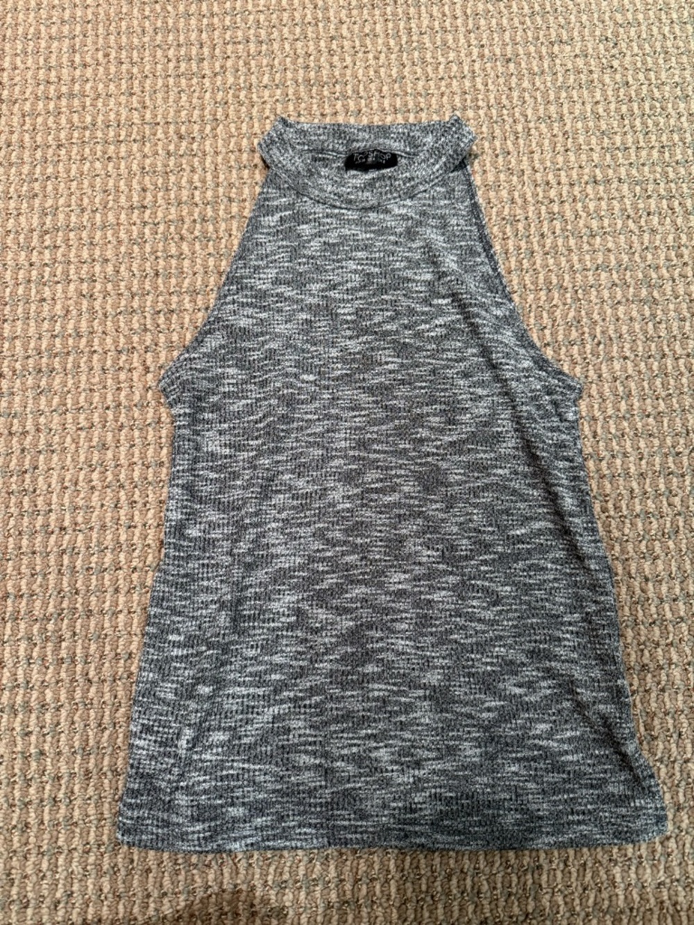 Topshop Gray Ribbed Mock Neck Tank